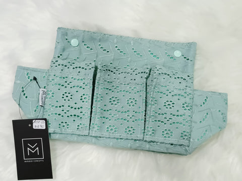 Cotton Eyelet Tissue Holder with 3 pockets