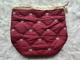 Embroidery Bow Drawstring Pouch