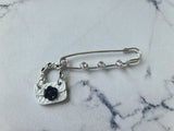 Rhinestone safety pin with dangling charm