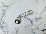 Rhinestone safety pin with dangling charm